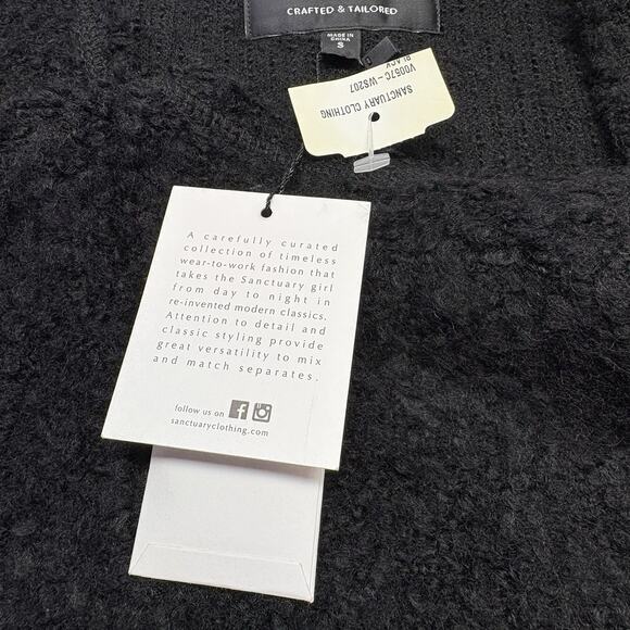 Revolve Sanctuary Boucle Knit Long Line Button Front Sweater Vest Black Size S - Picture 3 of 11